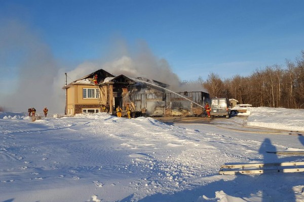 Crews on scene battling the fire.