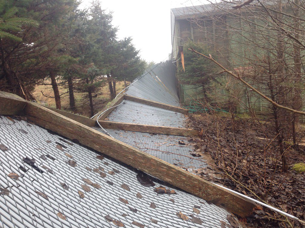 Part of the fencing around the Hope for Wildlife deer unit was knocked down by a storm of heavy winds and freezing rain Tuesday night. 