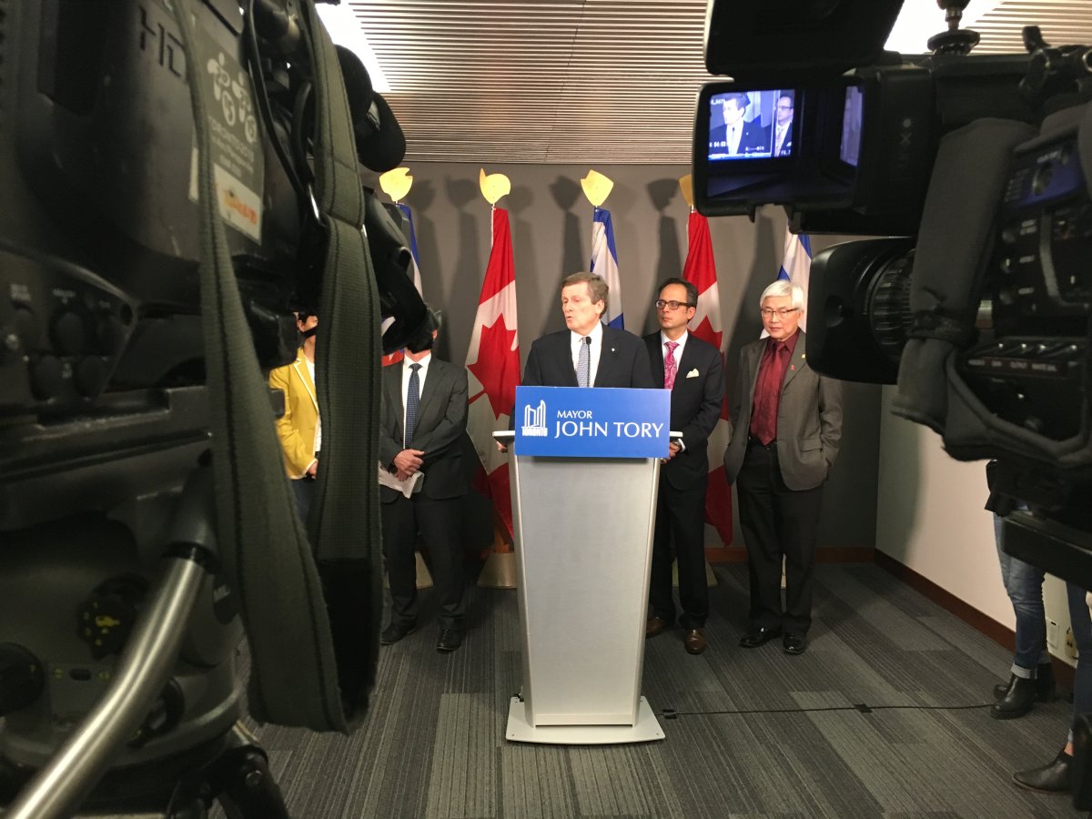 Mayor John Tory speaks to the media at Toronto city hall on Jan. 27, 2017.