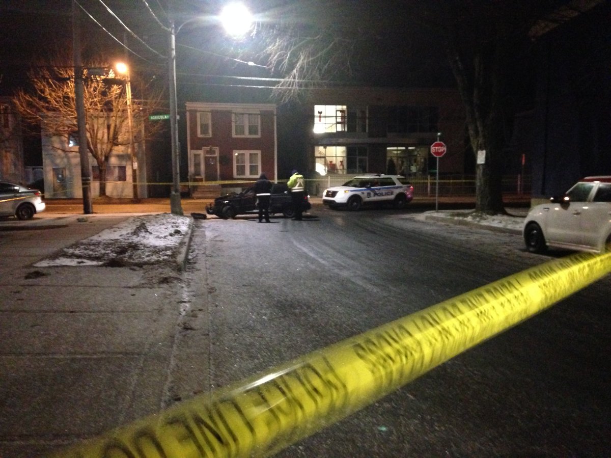 Vehicle hits pole after fleeing from police on Agricola Street. 