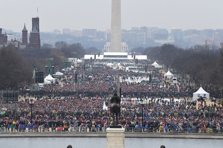 Spectators fill at National Mall to witness the inauguration of President Donald Trump in Washington, D.C.