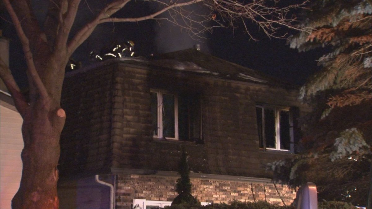 A home in the Sainte-Rose district of Laval was damaged by a fire Sunday night, Monday January 16, 2017.