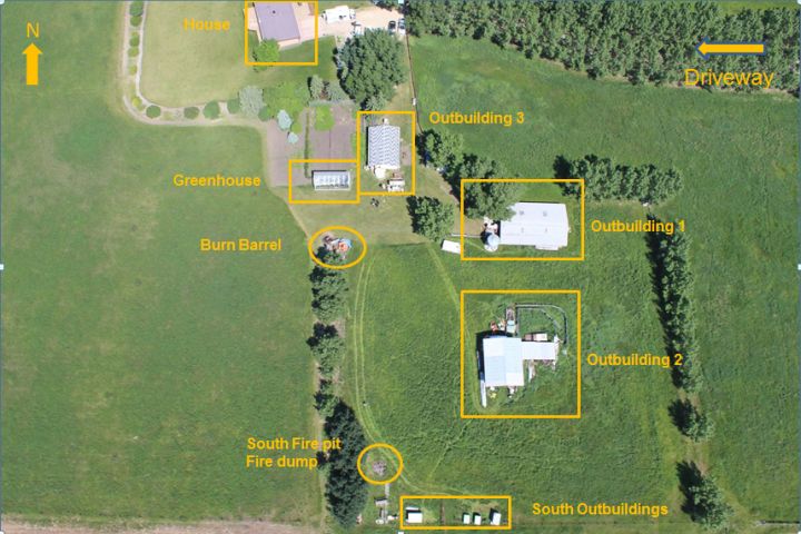 An aerial view of the Garland residence presented in Douglas Garland’s murder trial Jan. 16, 2017.