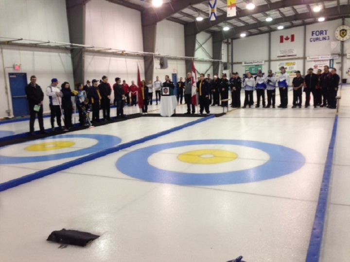 Opening ceremonies for the 129th Manitoba Open Bonspiel on Thursday at the Fort Garry Curling Club.