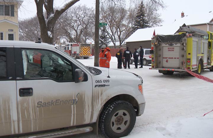 Traffic restrictions are in place at a natural gas line rupture reported in the 400-block of 30th Street West in Saskatoon.