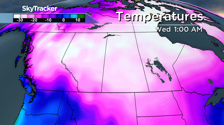 Temperatures drop back into the -30s for the second week of January.
