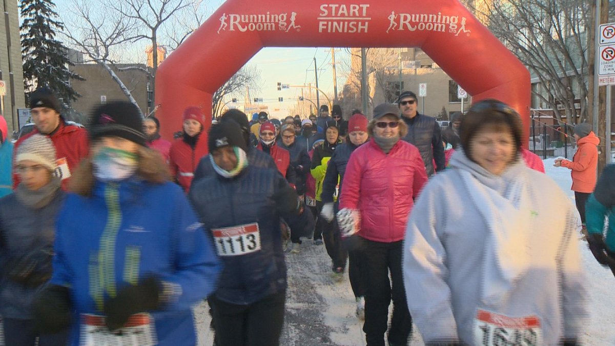 About 200 people hit Regina Roads early on New Year's Day for the 5 km Resolution Run.