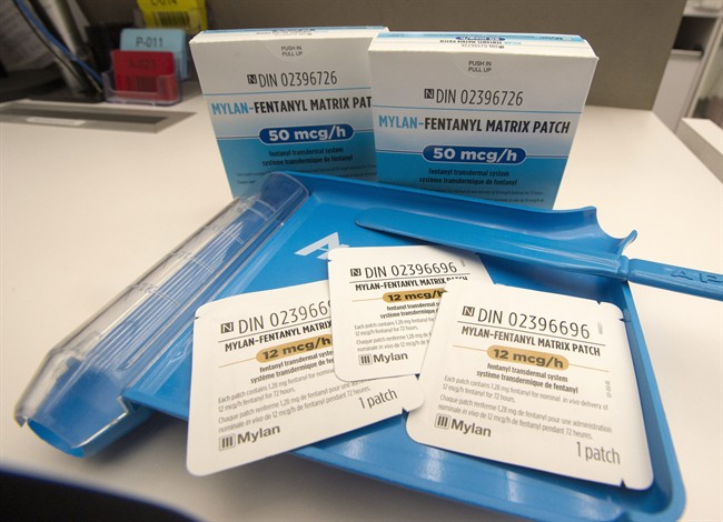 Fentanyl patches are seen at a pharmacy in Laval, Que., on Thursday, January 26, 2017.
