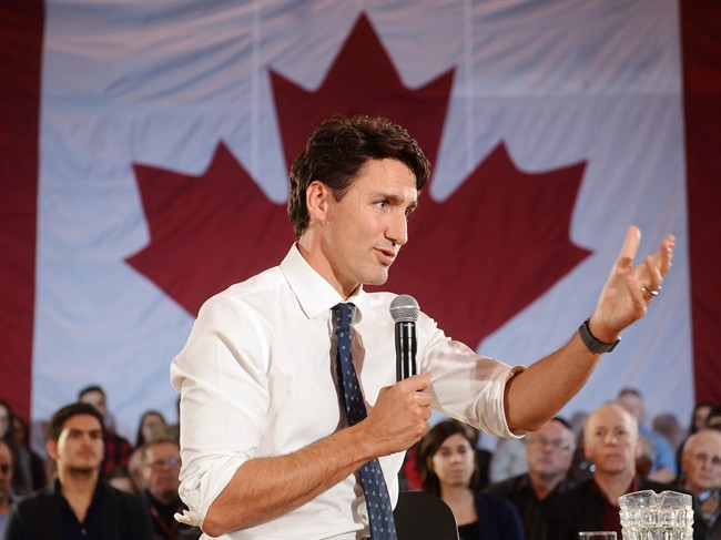 Prime Minister Justin Trudeau speaks during a town hall in Sherbrooke, Que. on Tuesday, January 17, 2017. Trudeau's campaign-style tour of the country in early 2017 cost taxpayers more than $130,000.