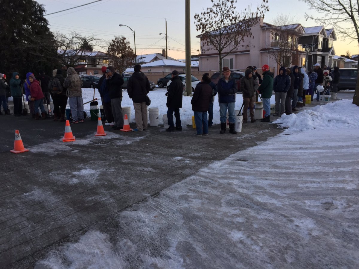 People lining up for salt in Vancouver on Wednesday.