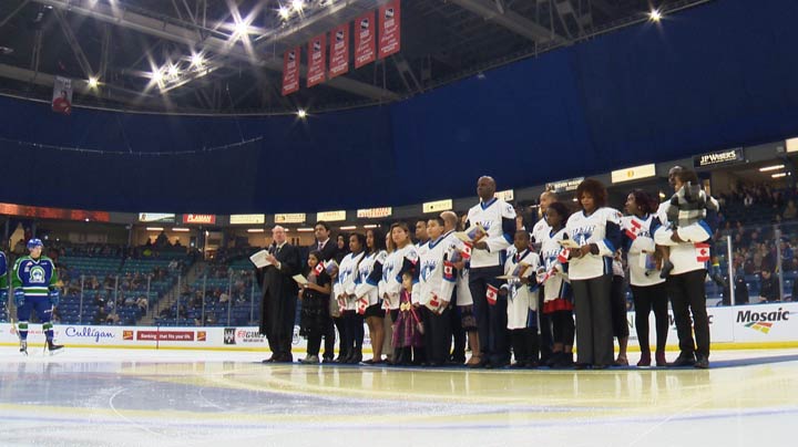 Twenty newcomers had a chance to learn about Canada’s game on Sunday afternoon at a Saskatoon Blades game.