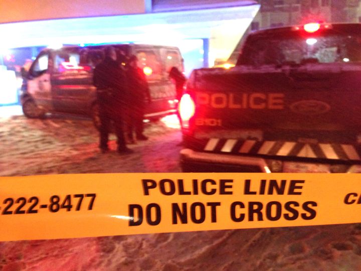 Calgary police investigate a stabbing at 17 Avenue and 5 Street S.W. on Jan. 1, 2017.