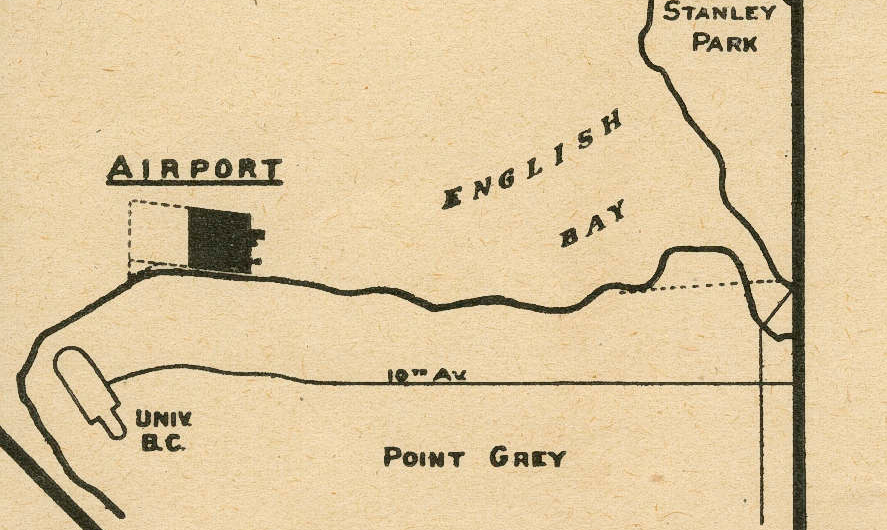 A map dated 1928 shows the proposed site for Vancouver’s first airport.