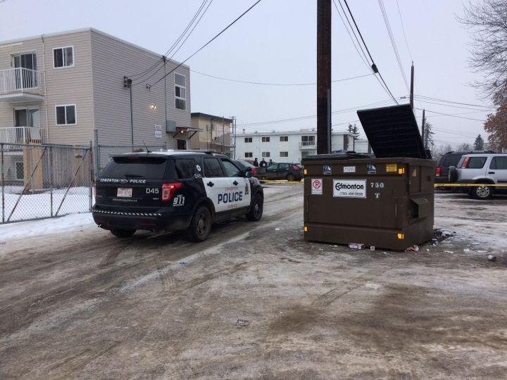 Police investigate a suspicious death in the area of 110 Avenue and 84 Street on Jan. 21, 2017.