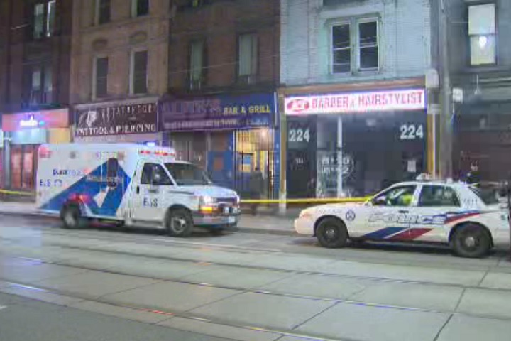 Toronto police investigate a shooting on Queen Street East on Jan. 13, 2017.