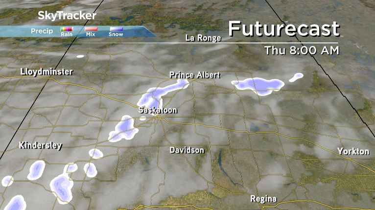 A chance of light snow overnight into early Thursday morning in Saskatoon.