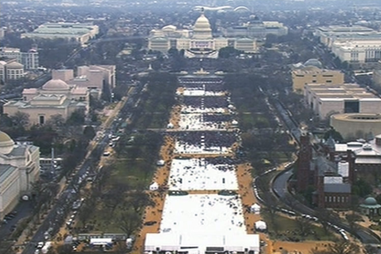 The National Mall crowd for the inauguration of U.S. President Donald Trump on Jan. 20, 2017. 