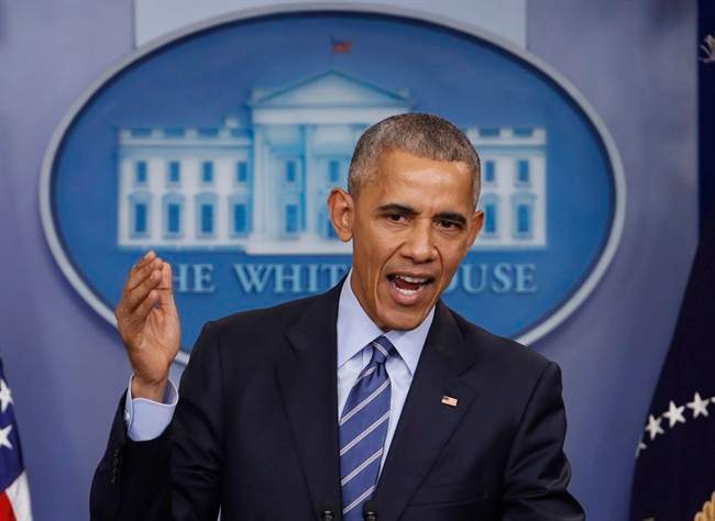 n this Dec. 16, 2016, file photo, President Barack Obama speaks during a news conference in the briefing room of the White House.(AP Photo/Pablo Martinez Monsivais, File).