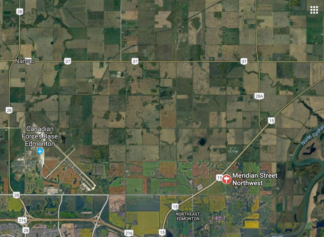Meridian Street and 258 Avenue is in Edmonton’s far northeast corner.