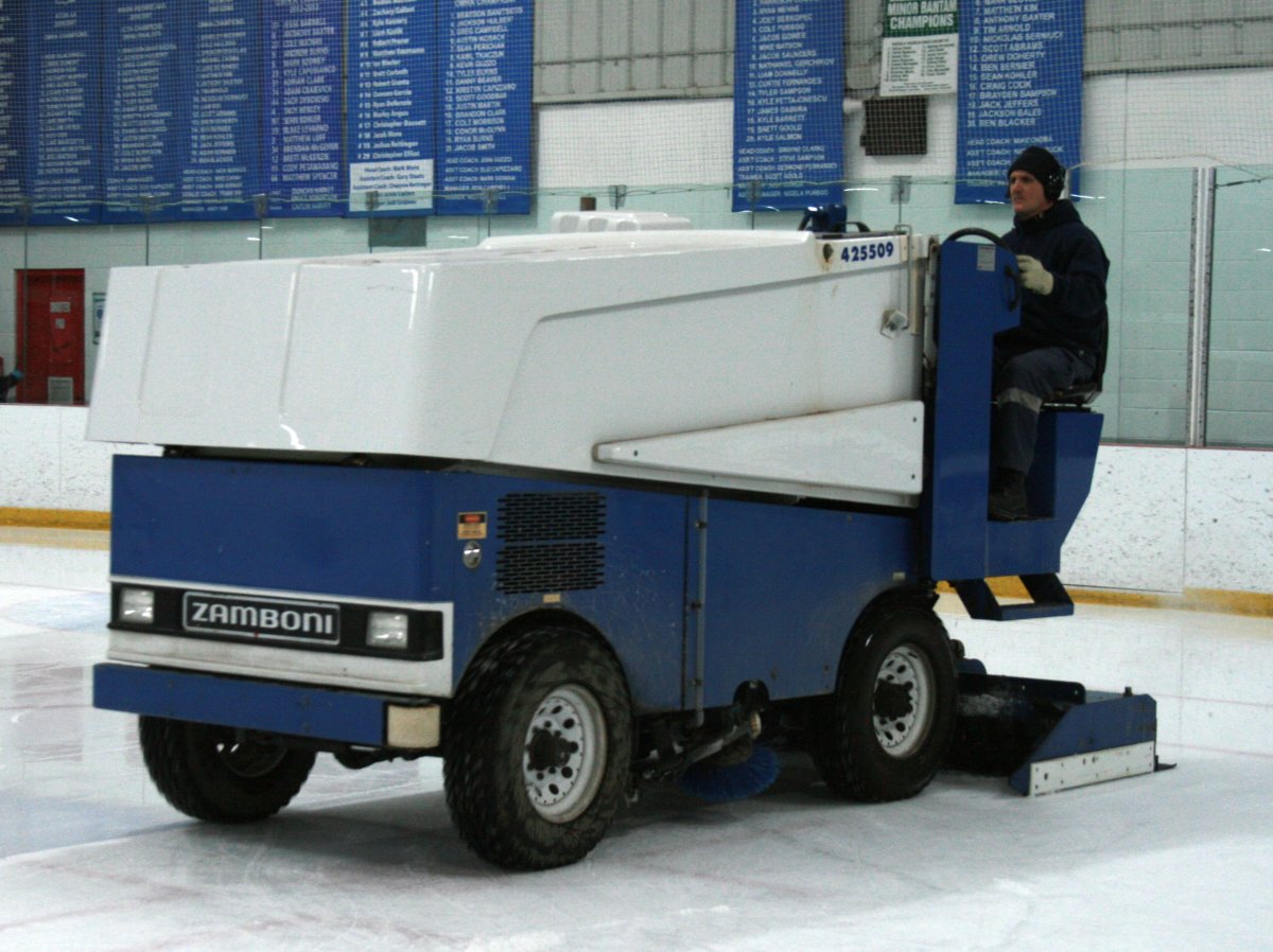 Central Saanich Police say they pulled over a man who was using a Zamboni to clean the streets..