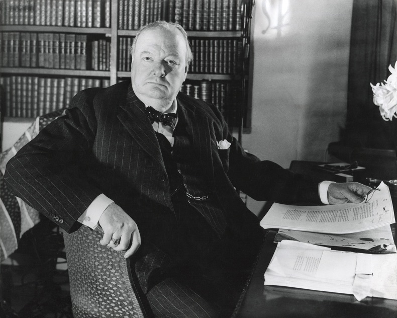 Former Prime Minister Prime Winston Churchill, at his desk in Werterham, Kent. April 1948.