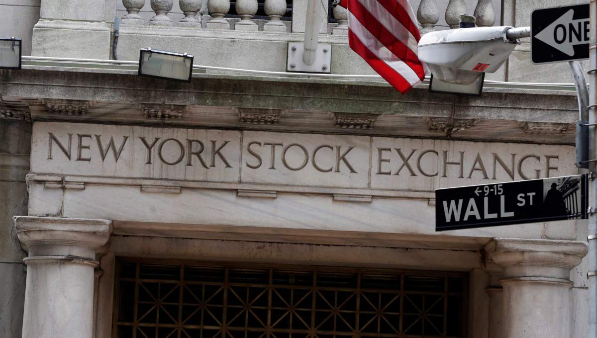 This Thursday, Oct. 2, 2014, file photo shows the Wall Street entrance of the New York Stock Exchange.