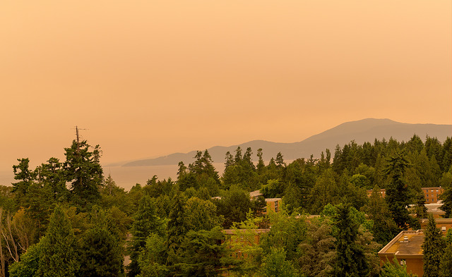 Thick smoke from wildfires hung over Vancouver in July 2015.