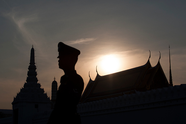 Thai police security around the Grand Palace on December 10, 2016.  