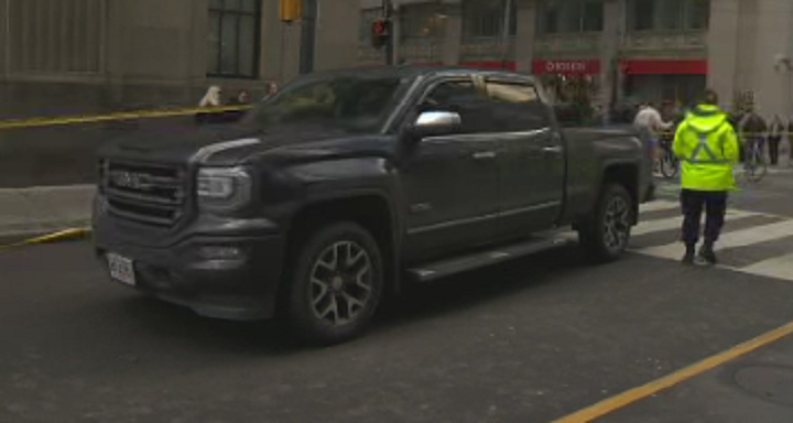 Pickup truck involved in a pedestrian fatality in downtown Toronto Thursday. Global News/Files.