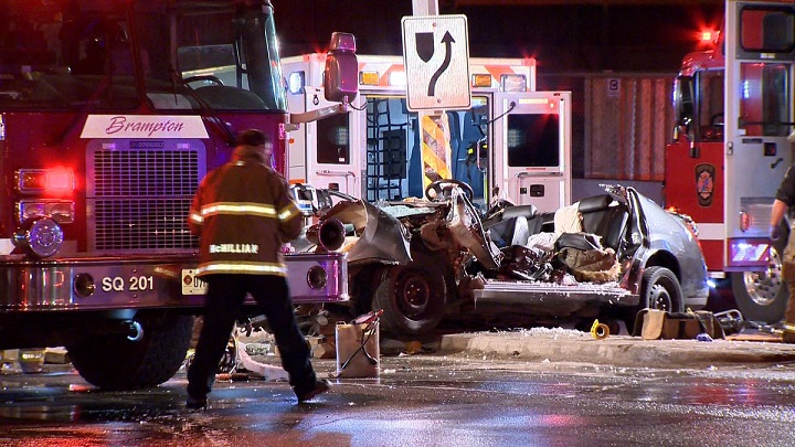 Two women were taking to hospital with life-threatening injuries after their vehicle struck a pole in Brampton Sunday. Jeremy Cohn/ Files/ Global News.