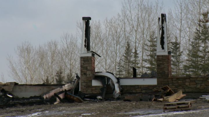 A burned house near Okotoks, Alberta on Feb. 22, 2017.
