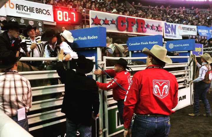 A photo taken at the Canadian Finals Rodeo in November 2016.