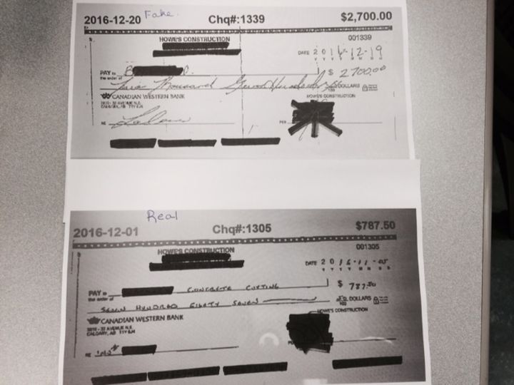 David Howe was shocked to discover a cheque had been cashed, that he says he clearly did not write. (Top)