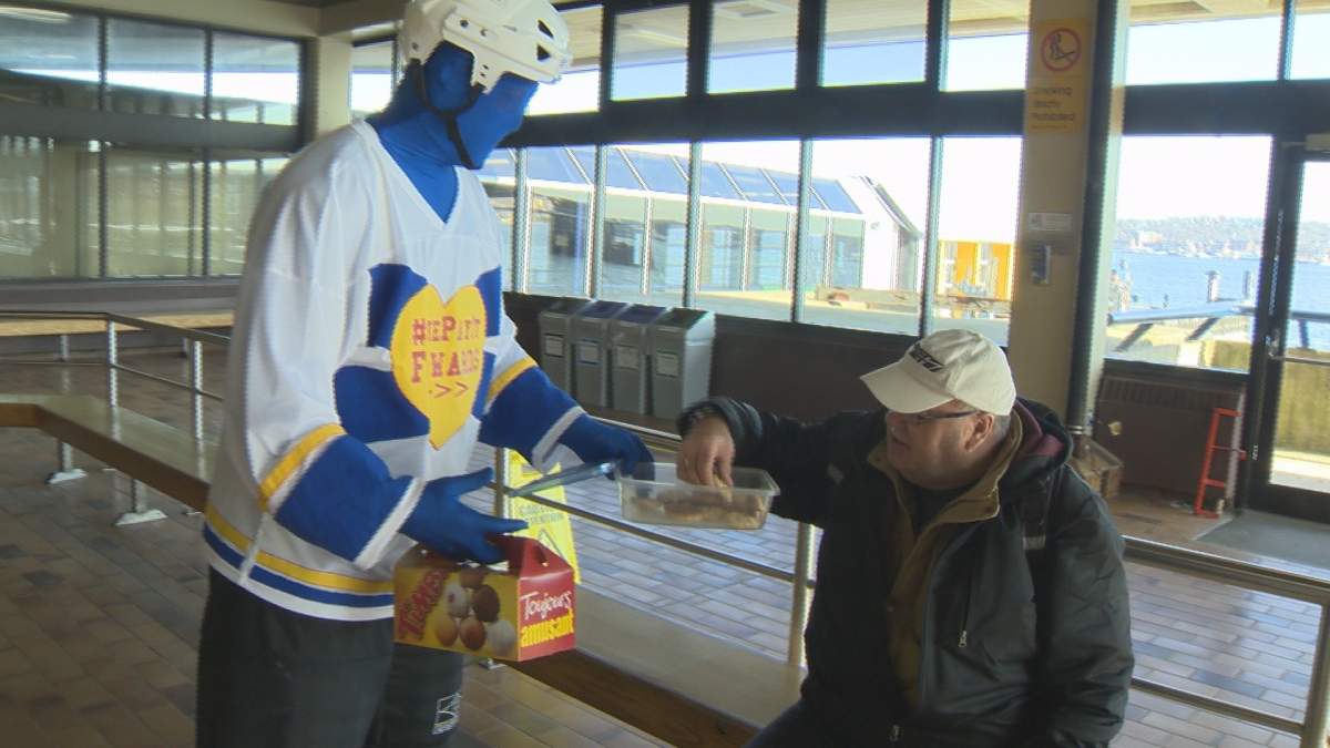 George Gillmore received a free coffee and treats from The Pay It Forwards on Tuesday morning.