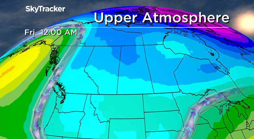 Cool air moves in from the north this weekend as a deep upper trough builds in.