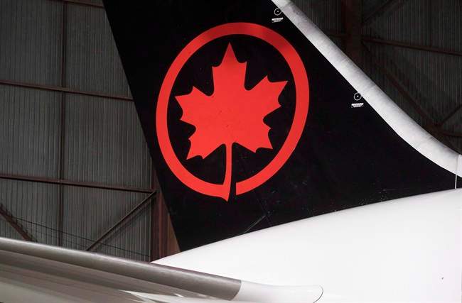 The tail of the newly revealed Air Canada Boeing 787-8 Dreamliner aircraft is seen at a hangar at the Toronto Pearson International Airport in Mississauga, Ont., Thursday, February 9, 2017.