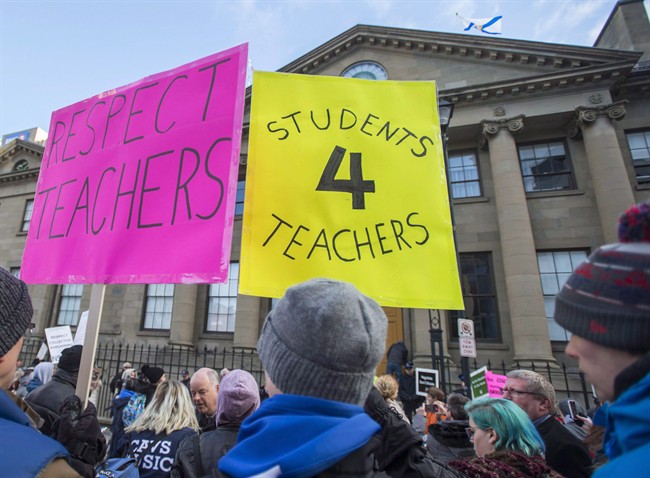 Nova Scotia teachers described scenes of violence, neglect and crammed classrooms Thursday as they spoke out against a government bill imposing a collective agreement on them.
