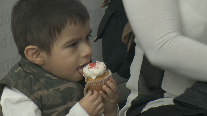 A little one enjoying his cupcake for a good cause on Feb. 16, 2017.