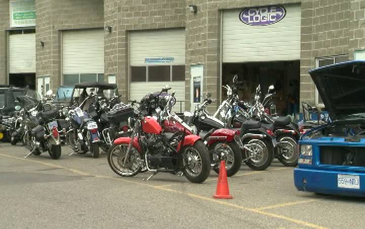 Motorcycles outside of Cycle Logic in 2014.