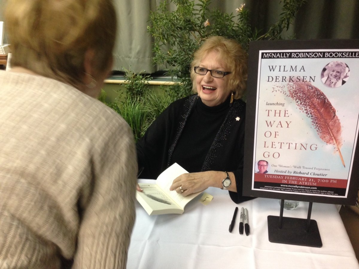 Wilma Derksen speaks during her book launch at McNally Robinson Tuesday evening. 