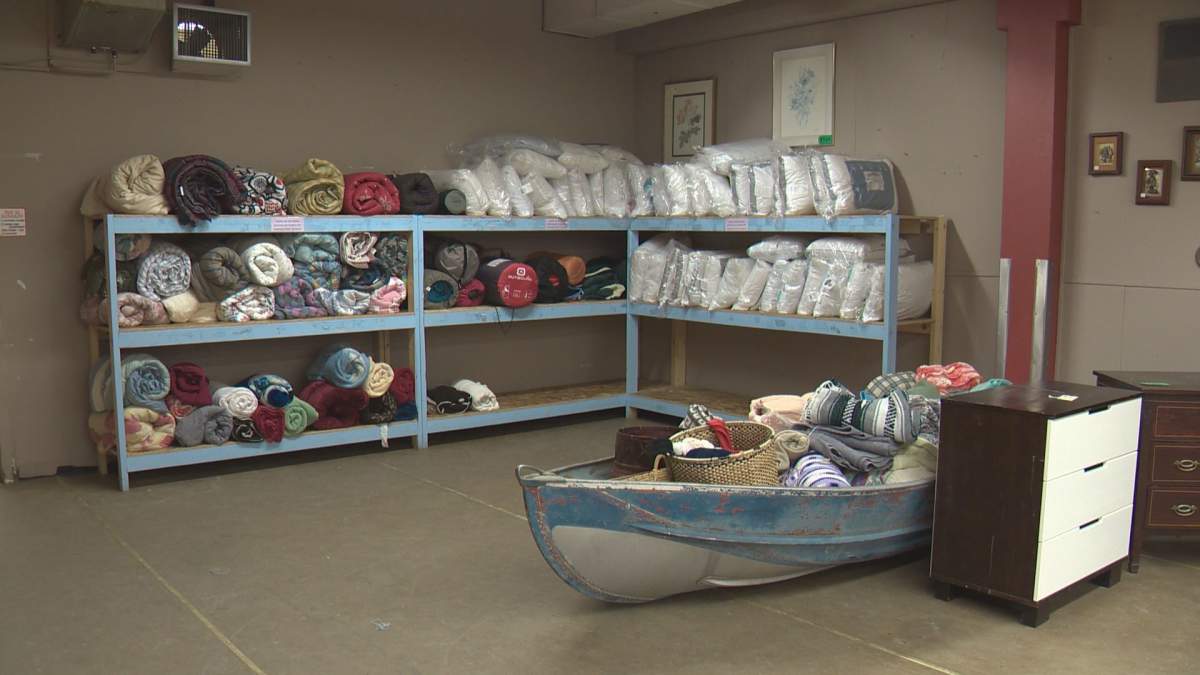 Edmonton Emergency Relief Services Society collects donations of essentials for residents forced out of their apartment by fire Thursday.