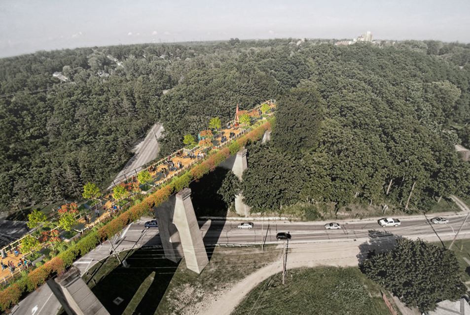 Artist's rendering of the Elevated Park upon completion in August 2017.