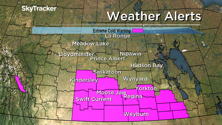 An extreme cold warning has been issued in southern and parts of central Saskatchewan on Tuesday, February 7, 2017.