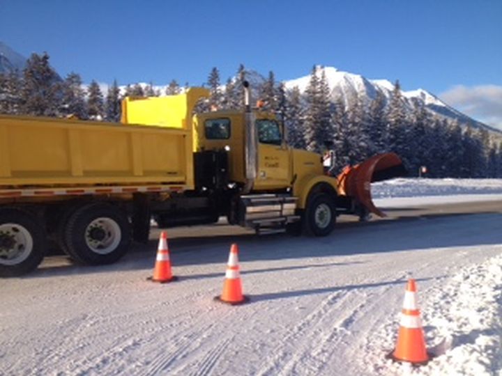 An avalanche caused a road closure at Lake Louise, Alta. on Feb. 8, 2017.