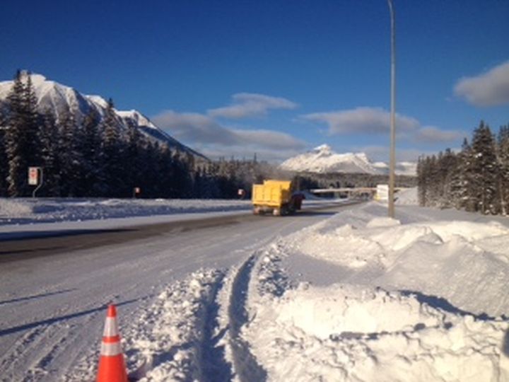 An avalanche caused a road closure at Lake Louise, Alta. on Feb. 8, 2017.