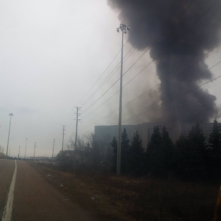 A fire in Burlington, Ont. is seen on Feb. 10, 2017. 