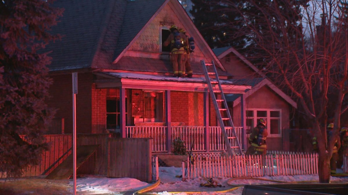 Calgary firefighters battle a fire in the 700 block of McDougall Road N.E. on Wednesday, Feb. 22, 2017. 
