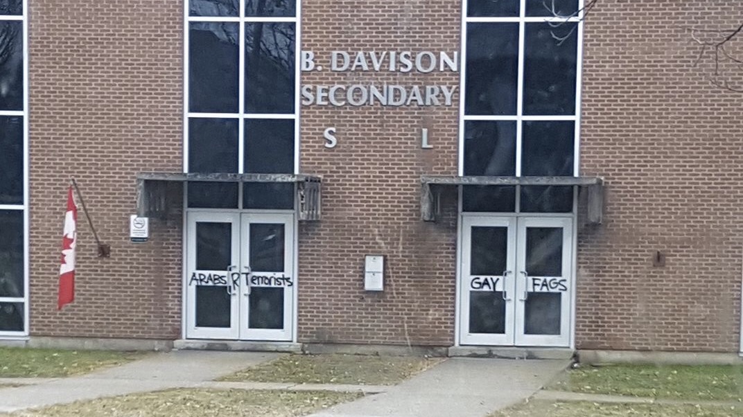 Graffiti at B. Davidson Secondary School.