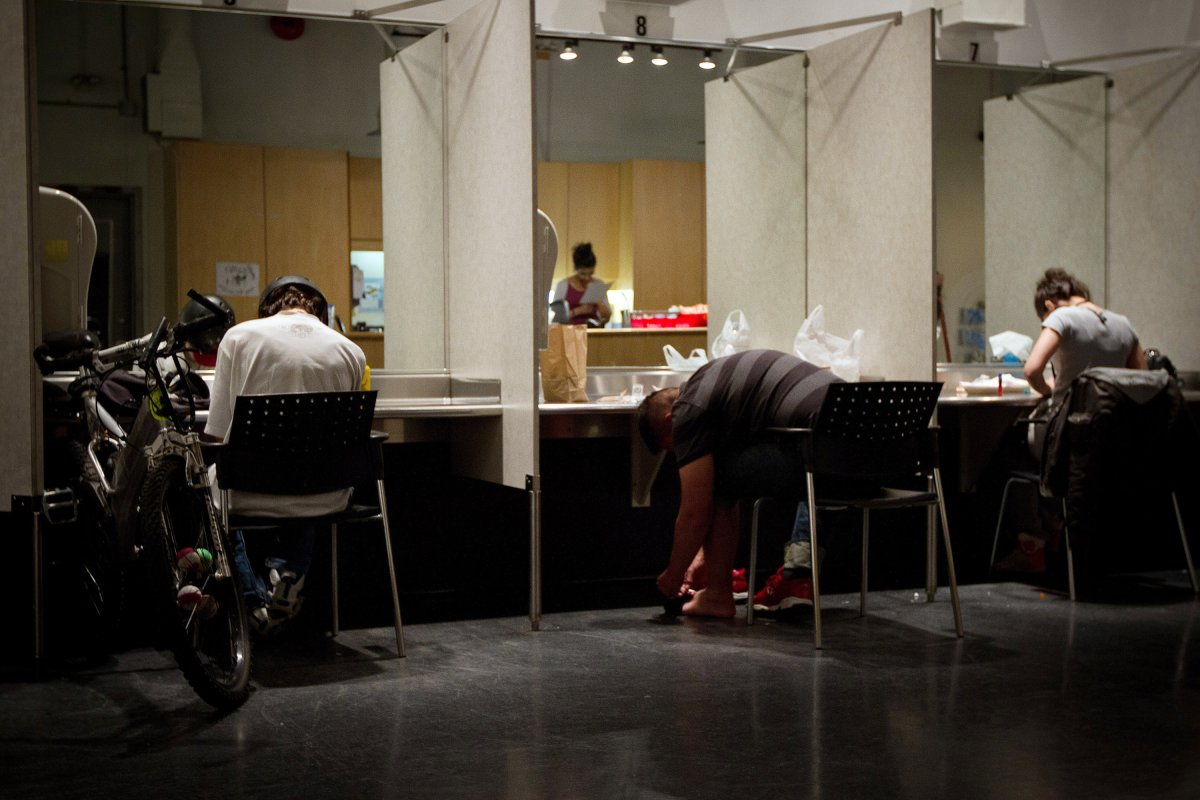 Drug users at Insite  supervised injection site in Vancouver in 2011.