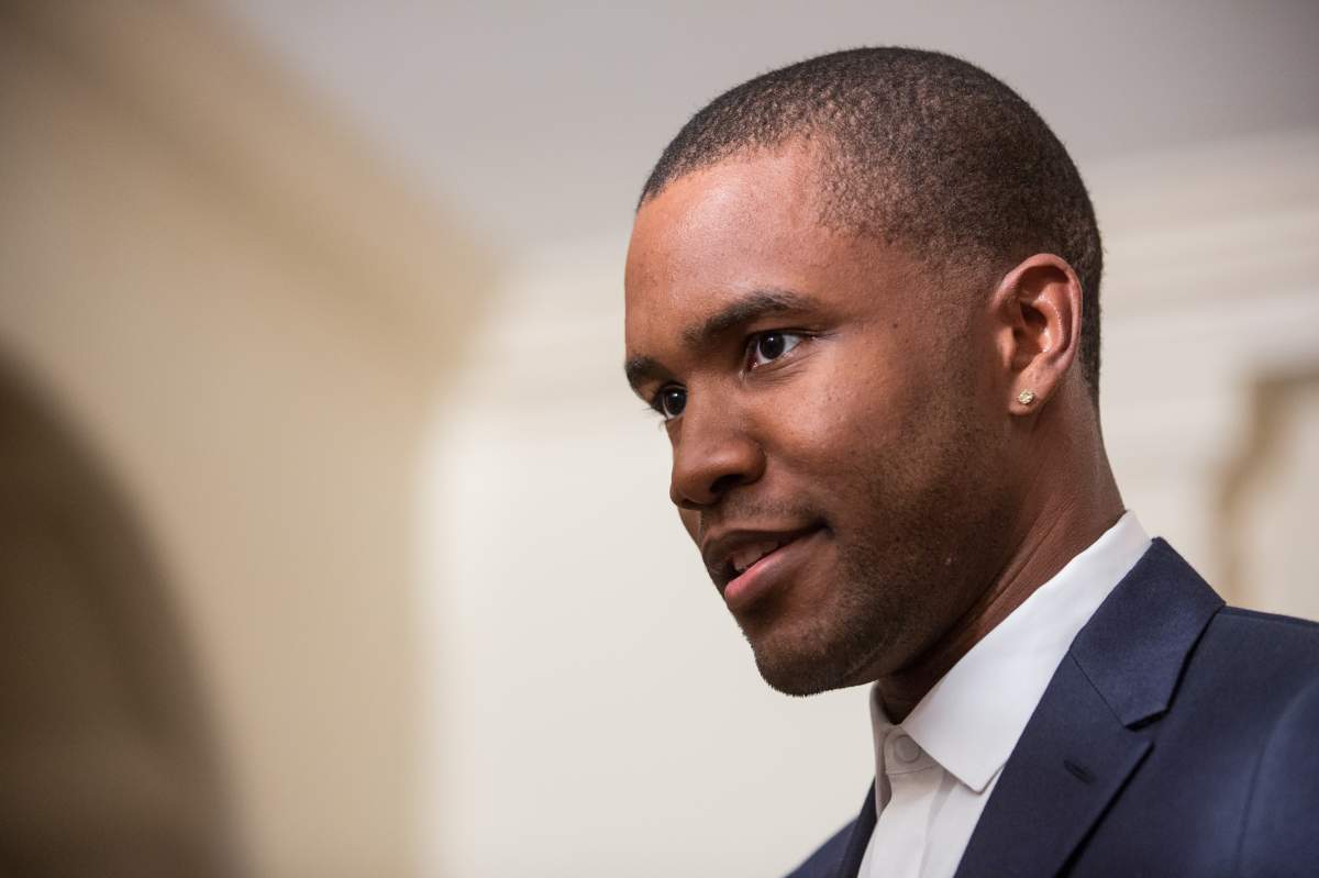 Frank Ocean, Singer & Songwriter,  speaks to media, as he arrives at the White House in Washington, DC, USA on 18 October 2016,  for the Italy State Dinner.